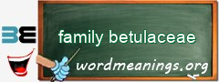 WordMeaning blackboard for family betulaceae